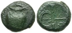 Ancient Coins - Lucania. Herakleia Æ13 / Bird Snare