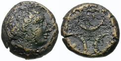 Ancient Coins - Bruttium. Kroton Æ16 / Three Crescents