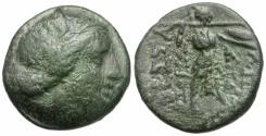 Ancient Coins - Thessaly. Thessalian League. Tima-, magistrate Æ18 / Athena