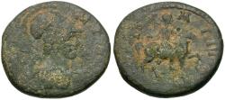 Ancient Coins - Lydia. Tomara. Pseudo-autonomous. Hermogenes Dionysiou, strategos Æ18 / Apollo-Mên