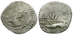 Ancient Coins - Ancient France. Celtic Gaul. Sequani Tribe AR Quinarius / Boar