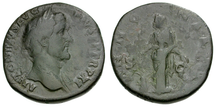 Antoninus Pius Ae Sestertius Annona Roman Imperial Coins