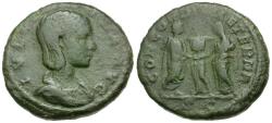Ancient Coins - Julia Paula (AD 219-220) Æ AS / Emperor, Empress and Concordia