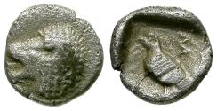 Ancient Coins - Caria. Mylasa AR Tetartemorion / Lion