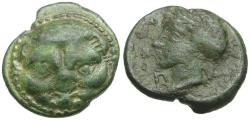 Ancient Coins - Bruttium. Rhegion Æ13 / 1964 Provenance