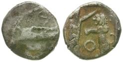 Ancient Coins - Phoenicia. Sidon. Ba`alillem (Sakton) II (401-365 BC) AR 1/16 Shekel / Deity and Lion