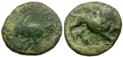 Ancient Coins - Akarnania. Leukas Æ16 / Chimera