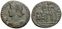 Ancient Coins - Constantius II (AD 337-361) Æ Half Centenionalis / Emperor with Captives
