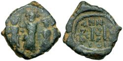 Ancient Coins - *Sear 808* Byzantine Empire. Heraclius (AD 610-641) with Martina and Heraclius Constantine Æ Follis
