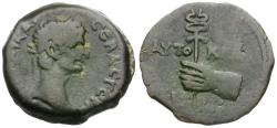 Ancient Coins - Claudius (AD 41-54). Egypt. Alexandria Æ Obol / Hand Holding Caduceus