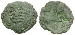 Ancient Coins - Ancient France. Celtic Gaul. Bellovaci Tribe Æ15 / Man-headed Horse