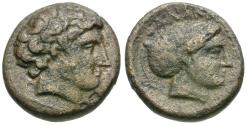 Ancient Coins - Thessaly. Phalanna Æ16 / Nymph