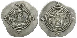 Ancient Coins - Sasanian Empire. Khusro II (AD 591-628) AR Drachm / Fire Altar
