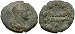 Ancient Coins - Trajan (AD 98-117). Coele-Syria. Chalkis Æ26 / Wreath