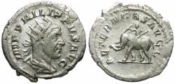 Ancient Coins - Philip I (AD 244-249) AR Antoninianus / Elephant