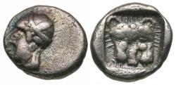 Ancient Coins - Caria. Uncertain AR Obol / Panther