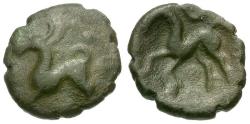 Ancient Coins - Ancient France. Celtic Gaul. Ambiani Tribe Æ / Stag