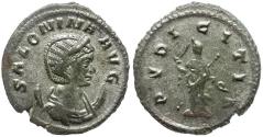 Ancient Coins - Salonina (AD 253-268) Æ Silvered Antoninianus / Pudicitia