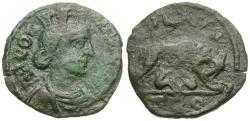 Ancient Coins - Troas. Alexandria. Pseudo-autonomous Æ20 / Wolf and Twins