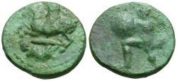 Ancient Coins - Thessaly. Pelinna Æ15 / Warrior