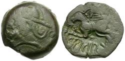 Ancient Coins - Ancient France. Celtic Gaul. Suessiones Tribe. Criciru Type Æ16 / Pegasus