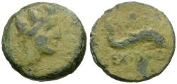 Ancient Coins - Spain. Iberia. Carteia Æ Quadrans / Cupid Riding Dolphin