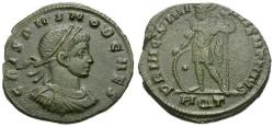 Ancient Coins - Crispus, Caesar (AD 317-326) Æ3 / Crispus in Military Dress