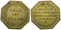 World Coins - England. Hall and Allan 23mm Brass Token