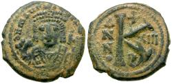 Ancient Coins - *Sear 535* Byzantine Empire. Maurice Tiberius (AD 582-602) Æ Half Follis