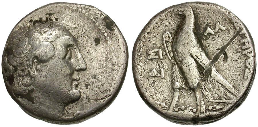 Ptolemaic Kingdom. Ptolemy II Philadelphos Dated AR Tetradrachm / Eagle