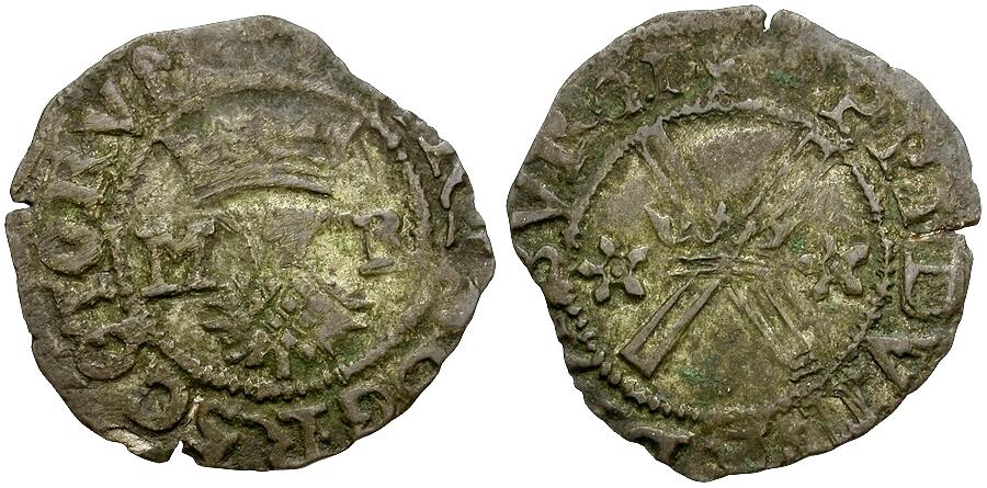 Scotland. Mary Queen of Scots AR Bawbee or Sixpence | Medieval Coins