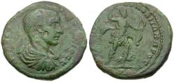 Ancient Coins - Diadumenian, as Caesar (AD 217-218). Moesia Inferior. Nicopolis ad Istrum. Statius Longinus, legatus consularis Æ27 / Artemis