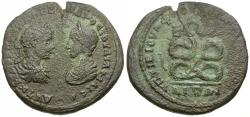 Ancient Coins - Severus Alexander (AD 222-235) with Julia Maesa. Moesia Inferior. Marcianopolis. Tiberius Julius Festus, legatus consularis Æ28 / Serpent