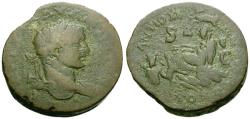 Ancient Coins - Elagabalus (AD 218-222). Seleucis and Pieria. Antiochia ad Orontem Æ33 / Tyche and River god