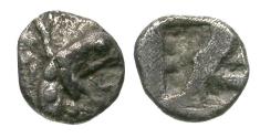 Ancient Coins - Ionia. Phokaia AR Hemiobol or Trihemiobol / Griffin