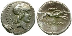 Ancient Coins - 90 BC - Roman Republic. L. Calpurnius Piso Frugi AR Denarius