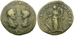 Ancient Coins - Macrinus (AD 217-218) with Diadumenian. Moesia Inferior. Marcianopolis Æ26 / Tyche