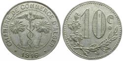 World Coins - Algeria. Alger Chamber of Commerce Issue without J. Bory Aluminum 10 Centimes