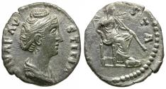 Ancient Coins - Diva Faustina I (died AD 141) AR Denarius / Juno