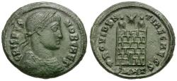 Ancient Coins - Crispus, Caesar (AD 317-326) Æ3 / Camp Gate