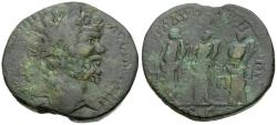 Ancient Coins - Septimius Severus (AD 193-211) Æ Sestertius / Three Monetae
