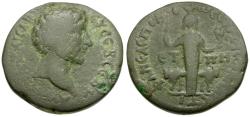 Ancient Coins - Marcus Aurelius, as Caesar (AD 161-180). Neapolis. Samaria Æ24 / Cult Statue
