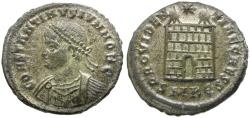 Ancient Coins - Constantine II, as Caesar (AD 316-337) Silvered Æ3 / Campgate