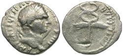 Ancient Coins - Vespasian (AD 69-79) Imitative AR Denarius / Caduceus