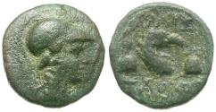 Ancient Coins - Ionia. Phokaia Æ12 / Griffin between Caps