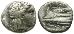 Ancient Coins - Bithynia. Kios. Athenodoros, magistrate AR Hemidrachm / Galley