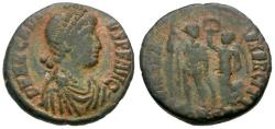 Ancient Coins - Arcadius (AD 383-408) Æ4 / Emperor Crowned by Victory