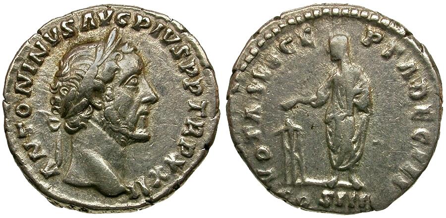 Antoninus Pius (AD 138-161) AR Denarius / Emperor Sacrificing