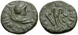 Ancient Coins - Kushan Empire. Kujula Kadphises (AD 25-85). Unofficial local imitation Æ Tetradrachm