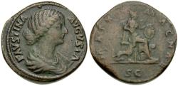 Ancient Coins - Faustina II (AD 147-175) &#198; Sestertius / Cybele
